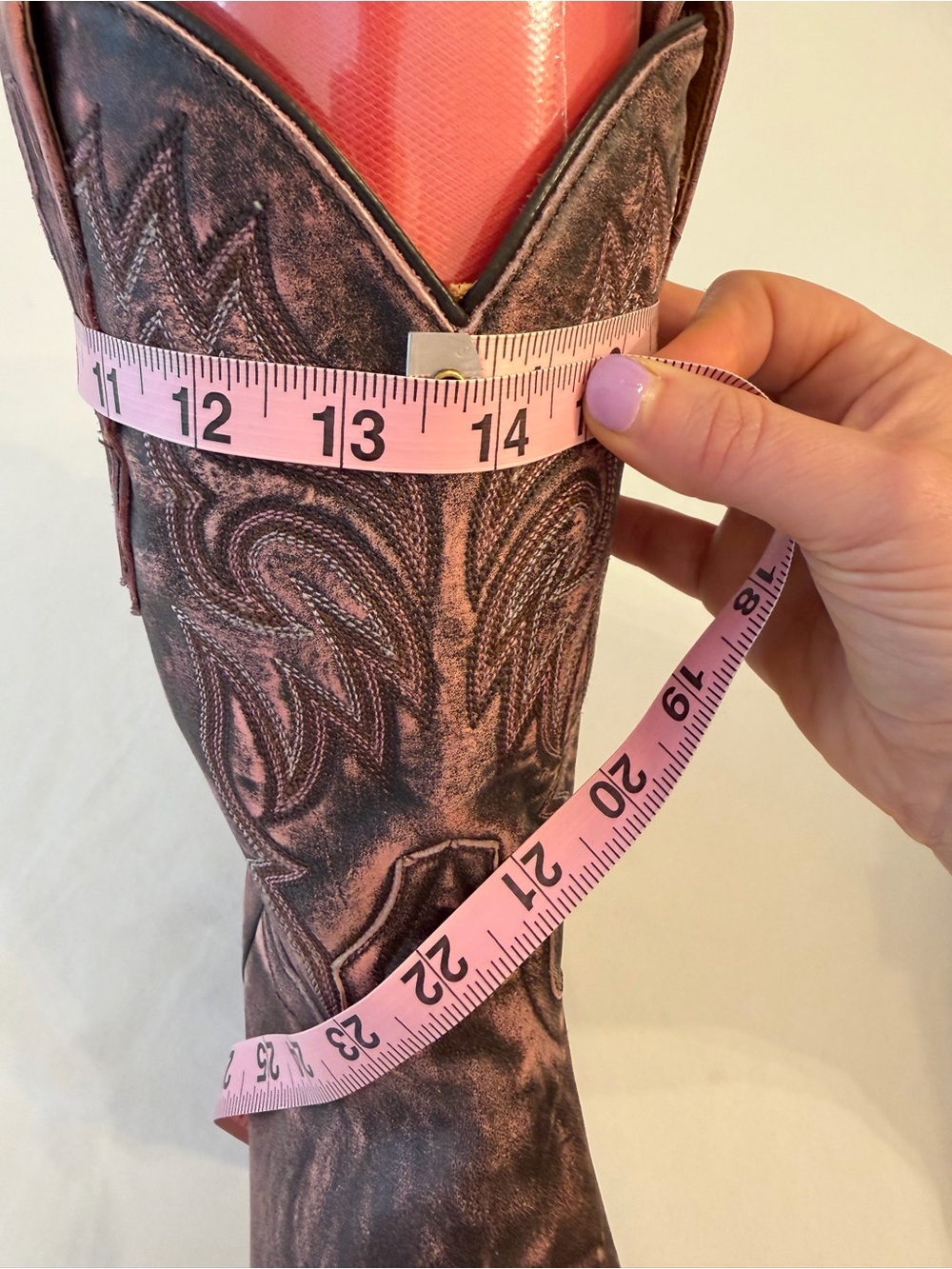Dan Post Pink Distressed Leather Cowboy Boots Size 6.5 Western Snip Toe - Picture 13 of 15